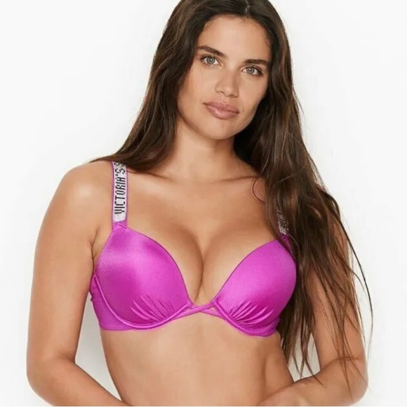 💖Victoria's Secret 🌸Shine Strap Swim Bombshell Add-2-cups Push-up Top 38C💖 - Picture 2 of 10